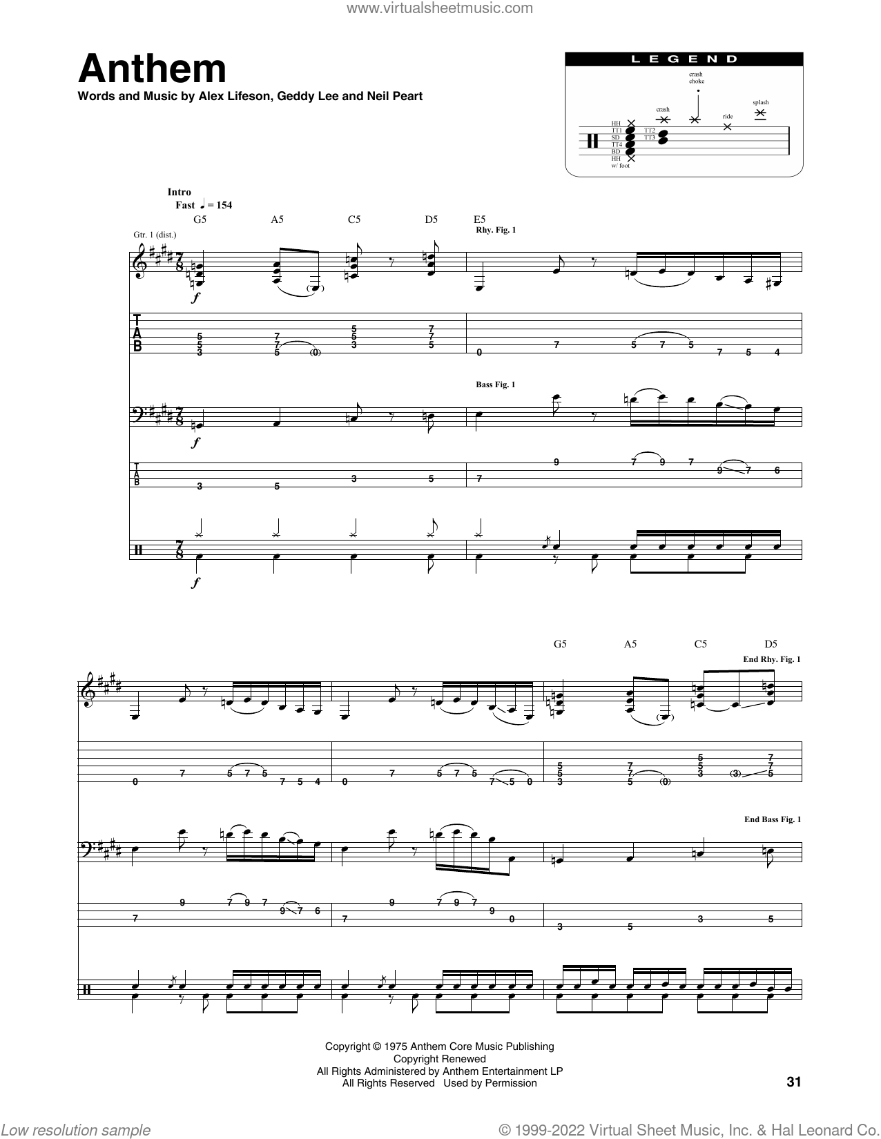 Anthem sheet music for chamber ensemble (Transcribed Score) (PDF)