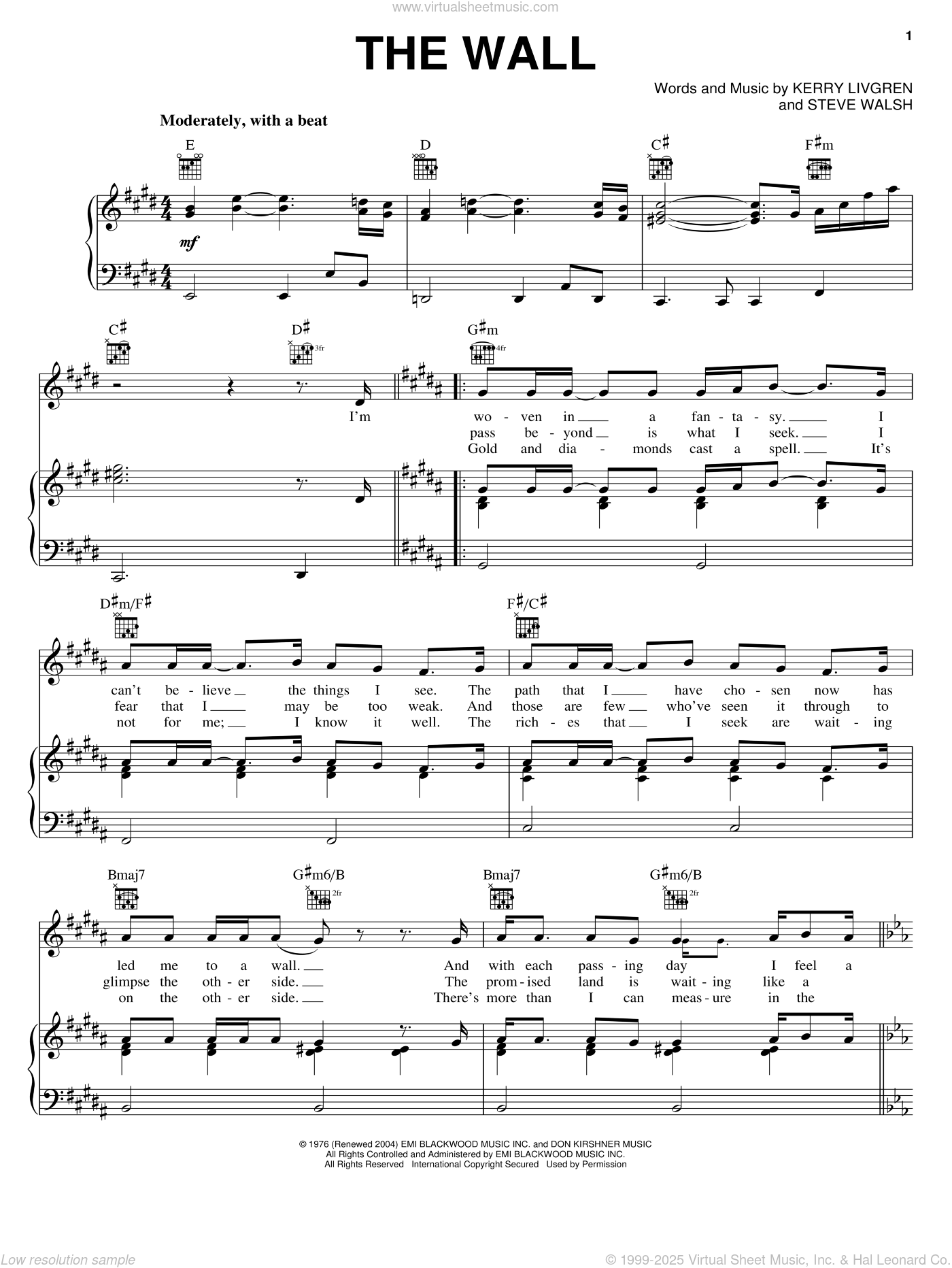 Download Digital Sheet Music of Kansas for Piano, Vocal and Guitar