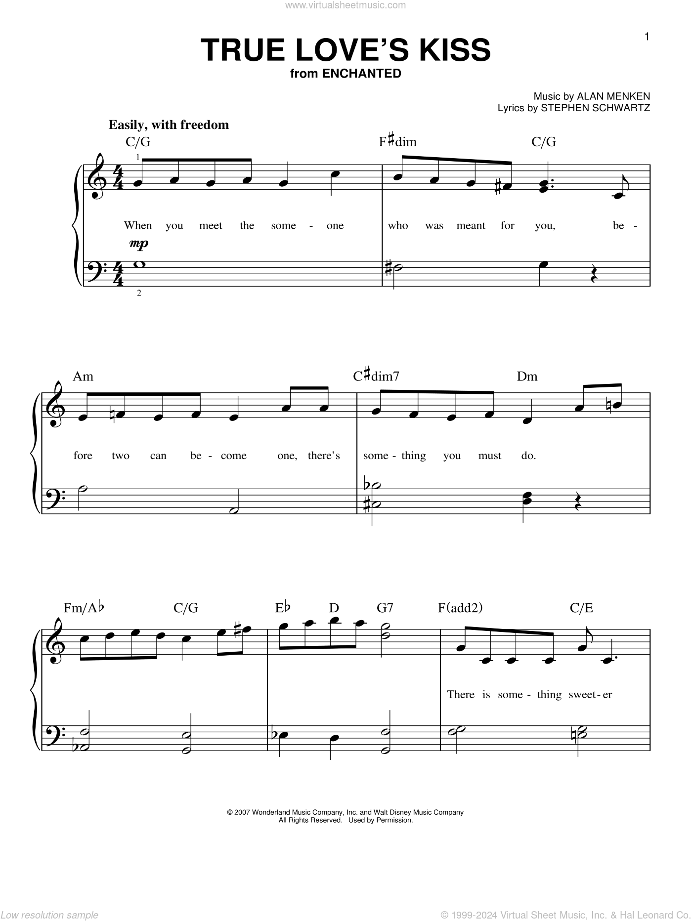 True Love's First Kiss sheet music for piano solo (PDF)