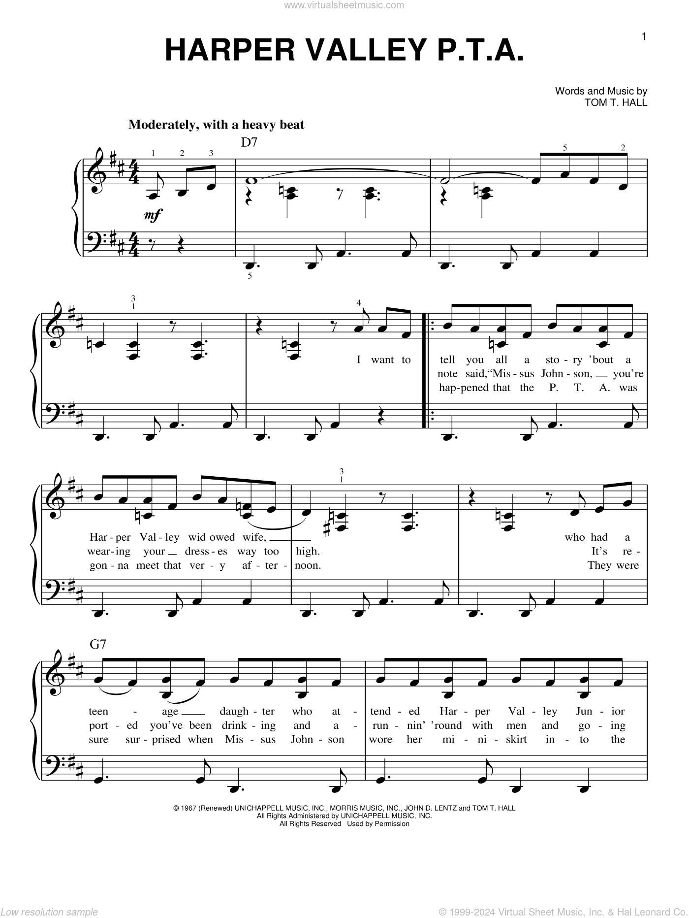 Riley Harper Valley P T A Sheet Music For Piano Solo Pdf