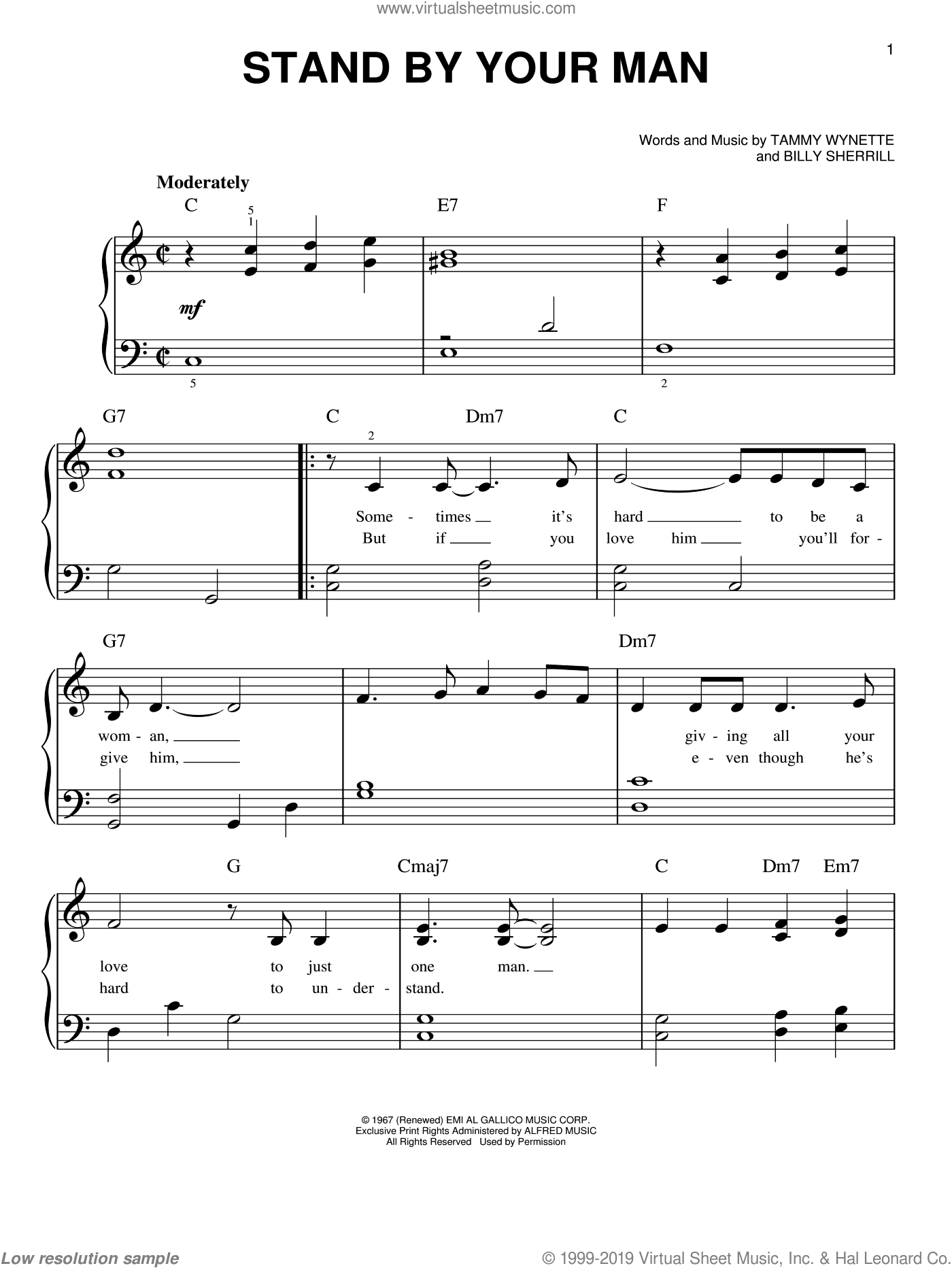 Wynette Stand By Your Man Sheet Music For Piano Solo Pdf
