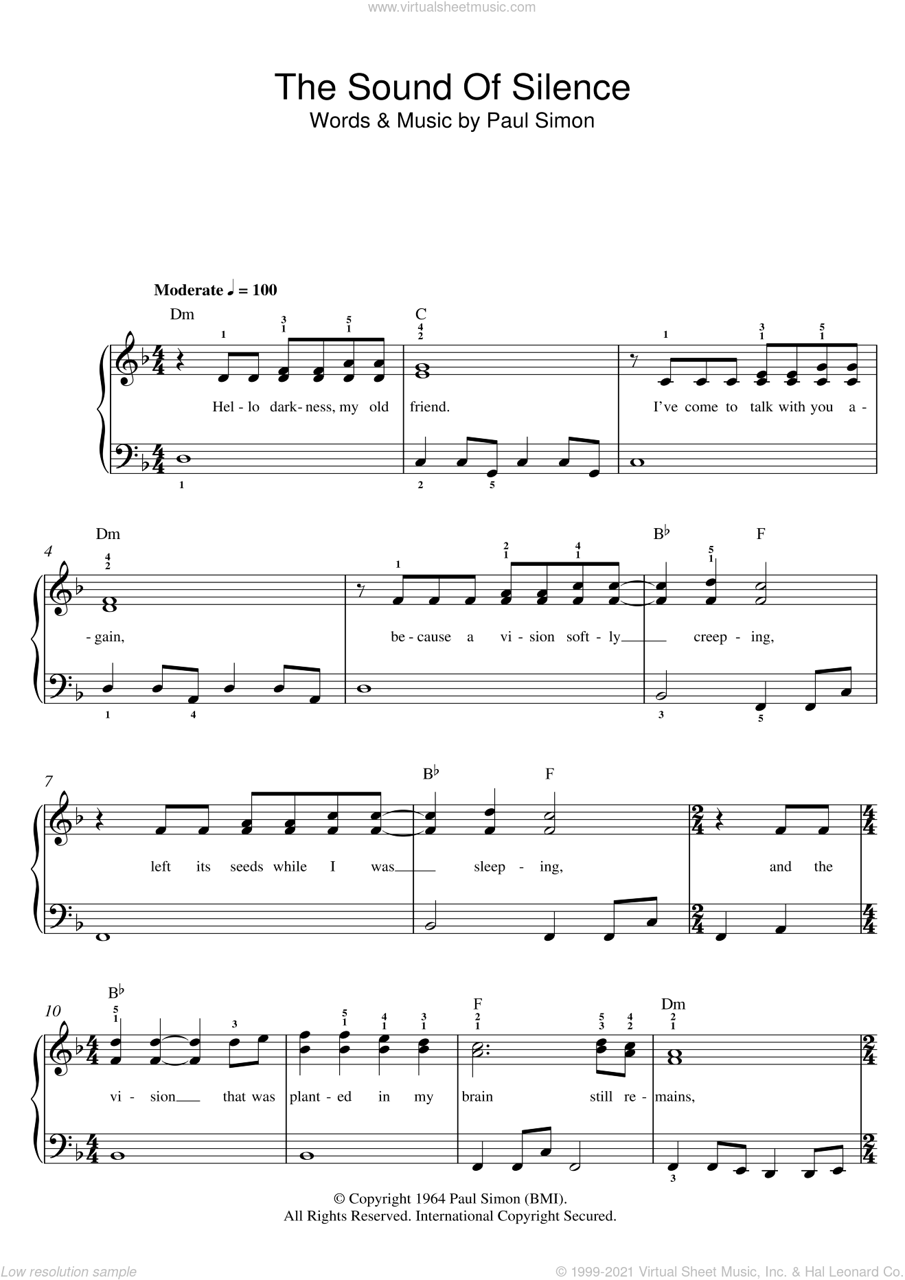 Sound Of sheet music (beginner) for piano solo (beginners)