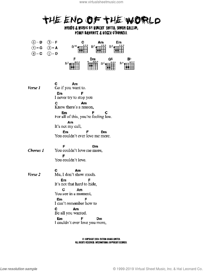 The End Of The World sheet music for guitar (chords) v2