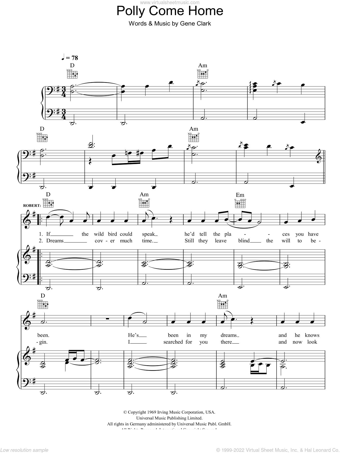 Polly Come Home Sheet Music For Voice, Piano Or Guitar (pdf)