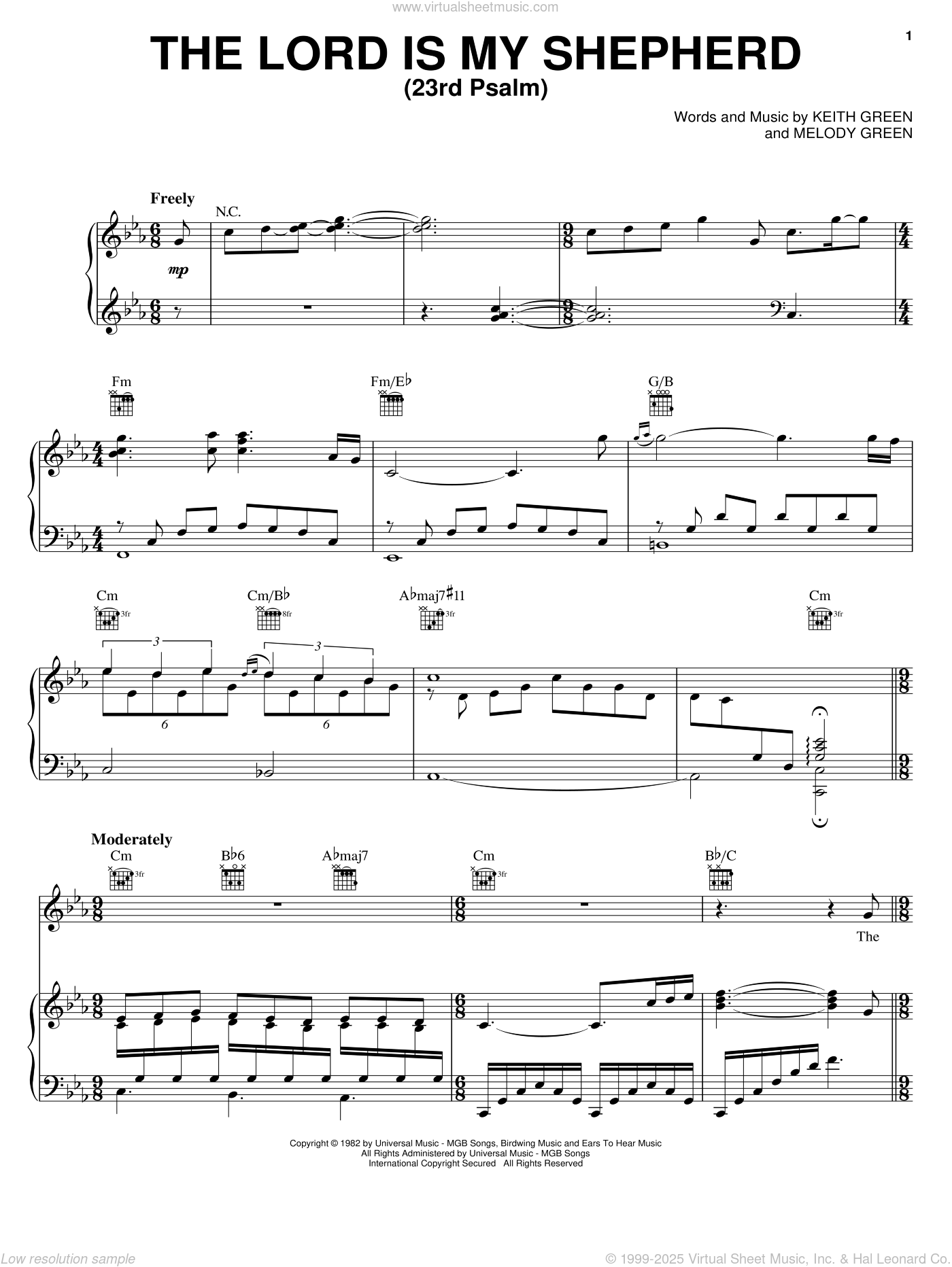 Keith Green: The Lord Is My Shepherd sheet music for voice, piano or guitar