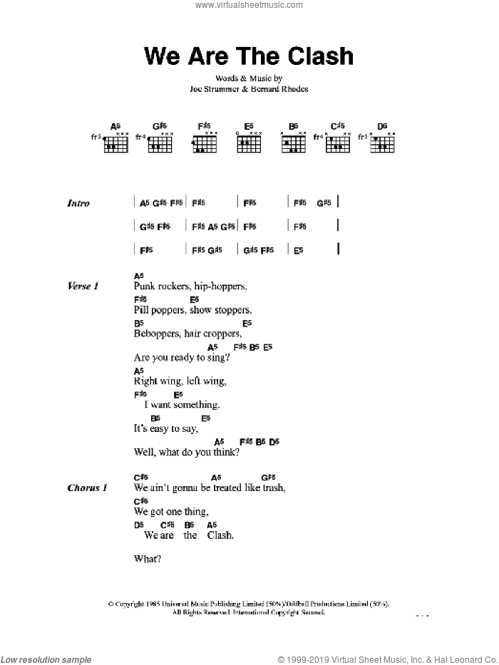 We Are The Clash sheet music for guitar (chords) (PDF)