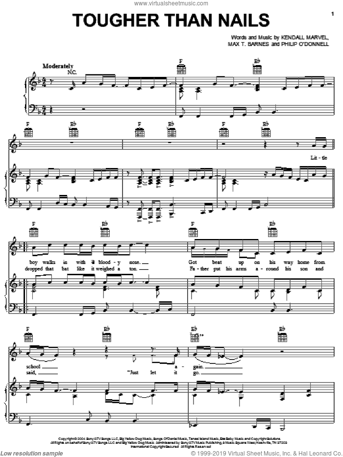 Tougher Than Nails sheet music for voice, piano or guitar (PDF)