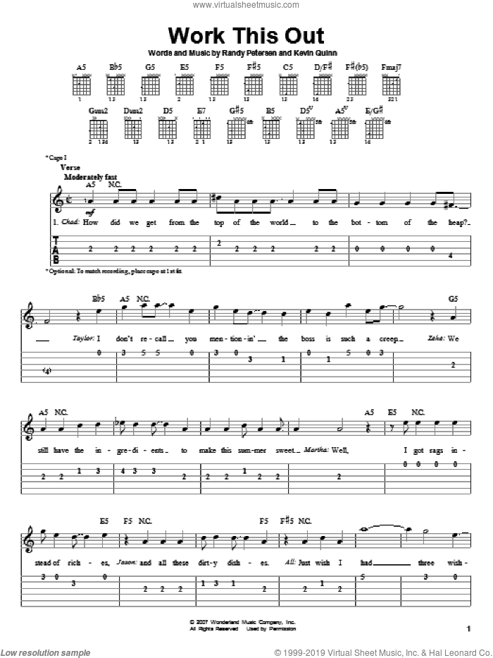 Work This Out sheet music for guitar solo (easy tablature) (PDF)