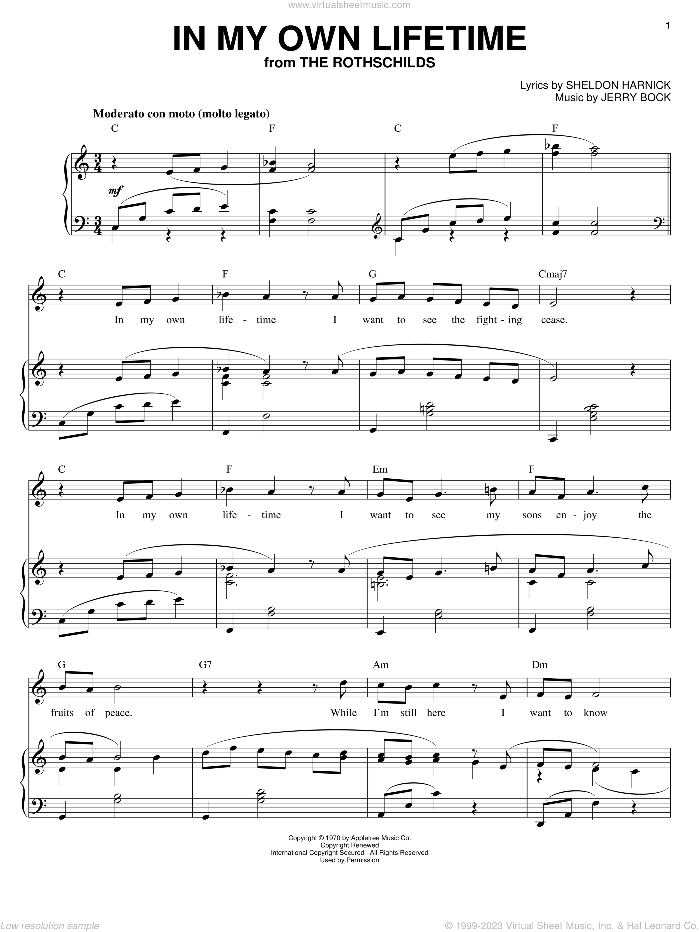 In My Own Lifetime sheet music for voice, piano or guitar (PDF)