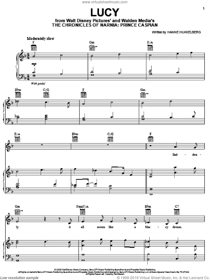 Lucy sheet music for voice, piano or guitar (PDF-interactive)