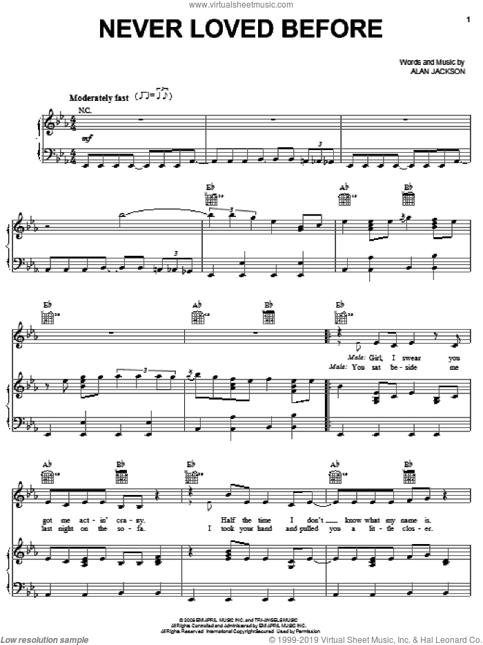 Never Loved Before sheet music for voice, piano or guitar (PDF)