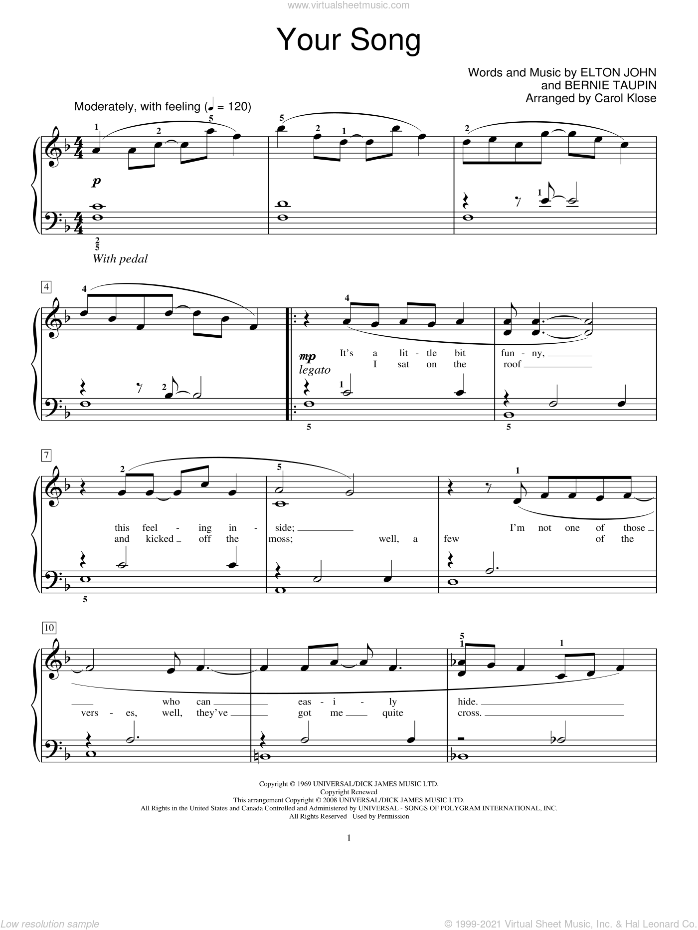 your song piano sheet music easy pdf