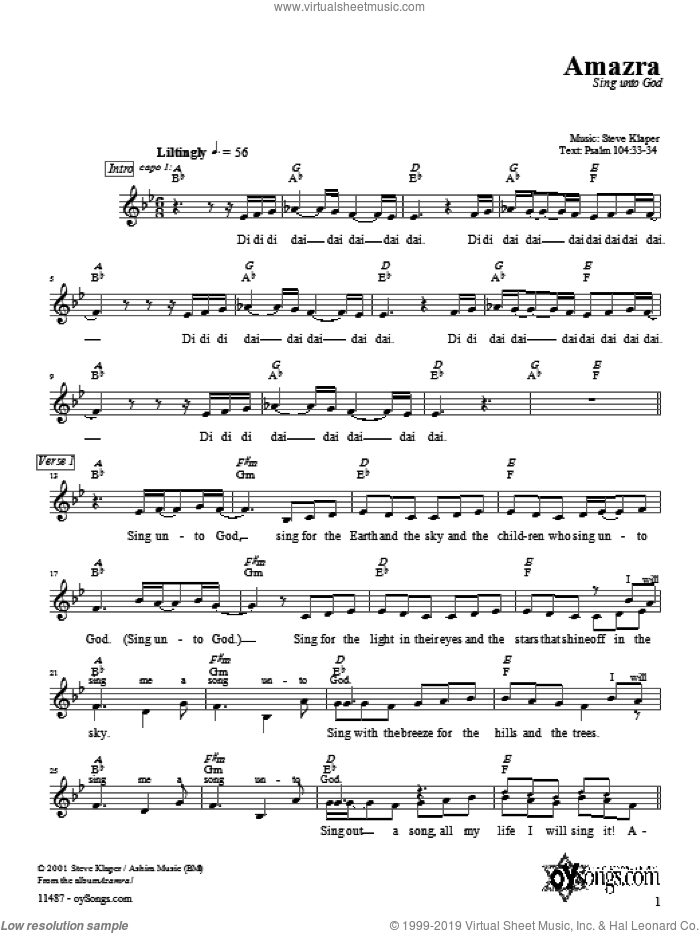 Azamra sheet music for voice and other instruments (fake book)