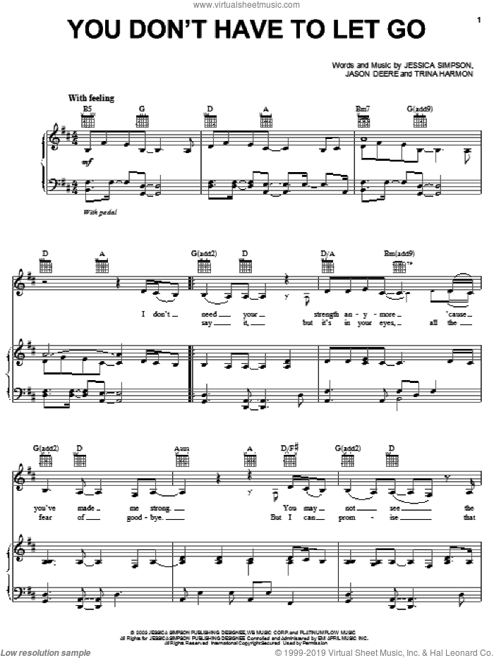You Don't Have To Let Go sheet music for voice, piano or guitar