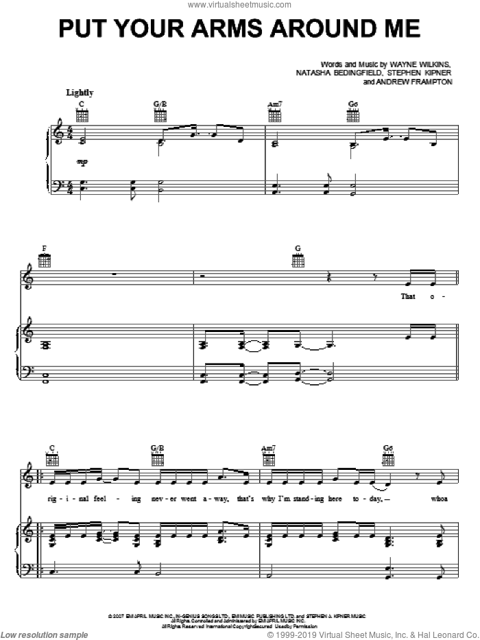 Put Your Arms Around Me Sheet Music For Voice, Piano Or Guitar