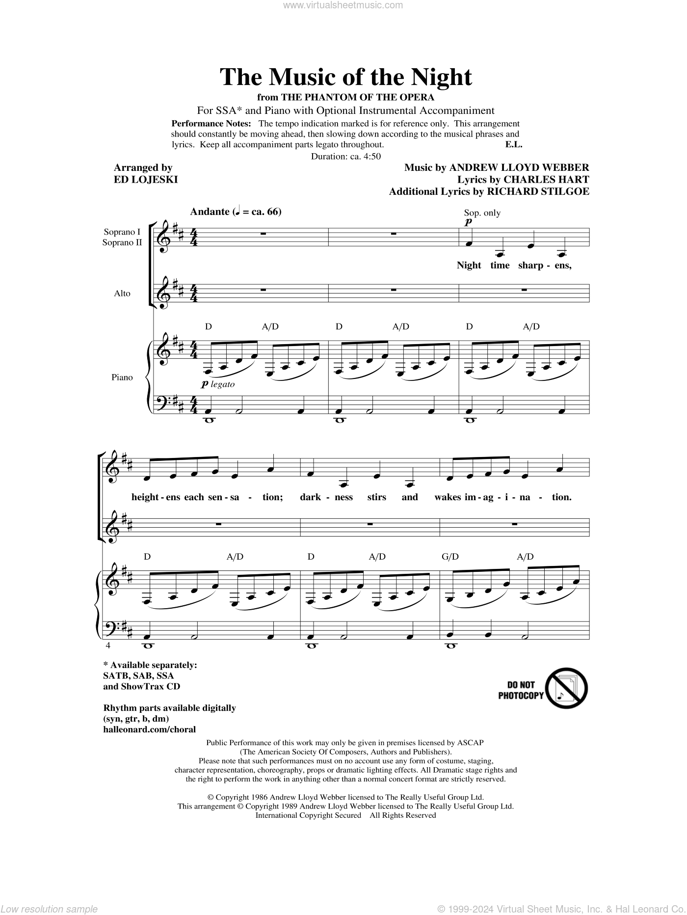 The Music Of The Night (from The Phantom Of The Opera) sheet music for ...