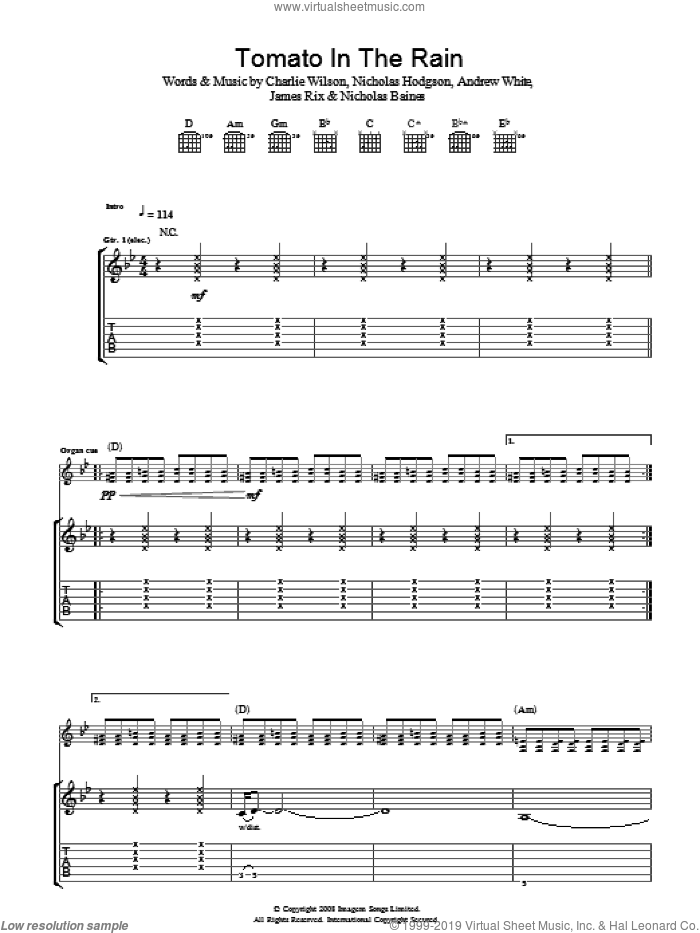 Tomato In The Rain sheet music for guitar (tablature) (PDF)