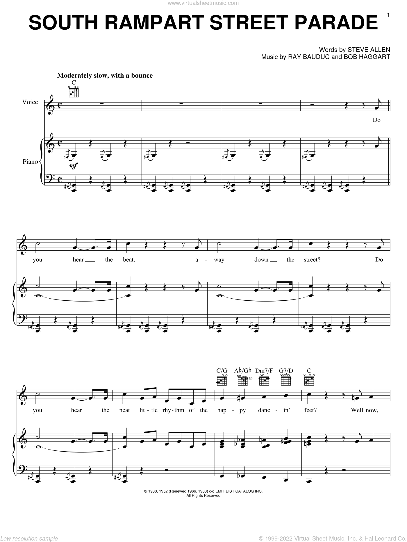 South Rampart Street Parade sheet music for voice, piano or guitar