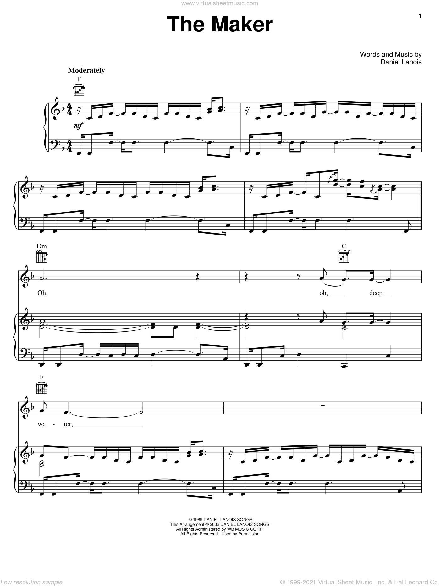 Band - The Maker sheet music for voice, piano or guitar (PDF)