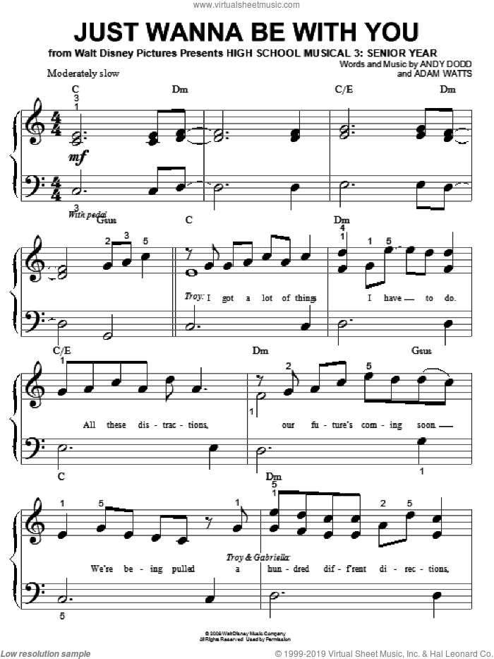 3 Just Wanna Be With You Sheet Music For Piano Solo Big Note Book