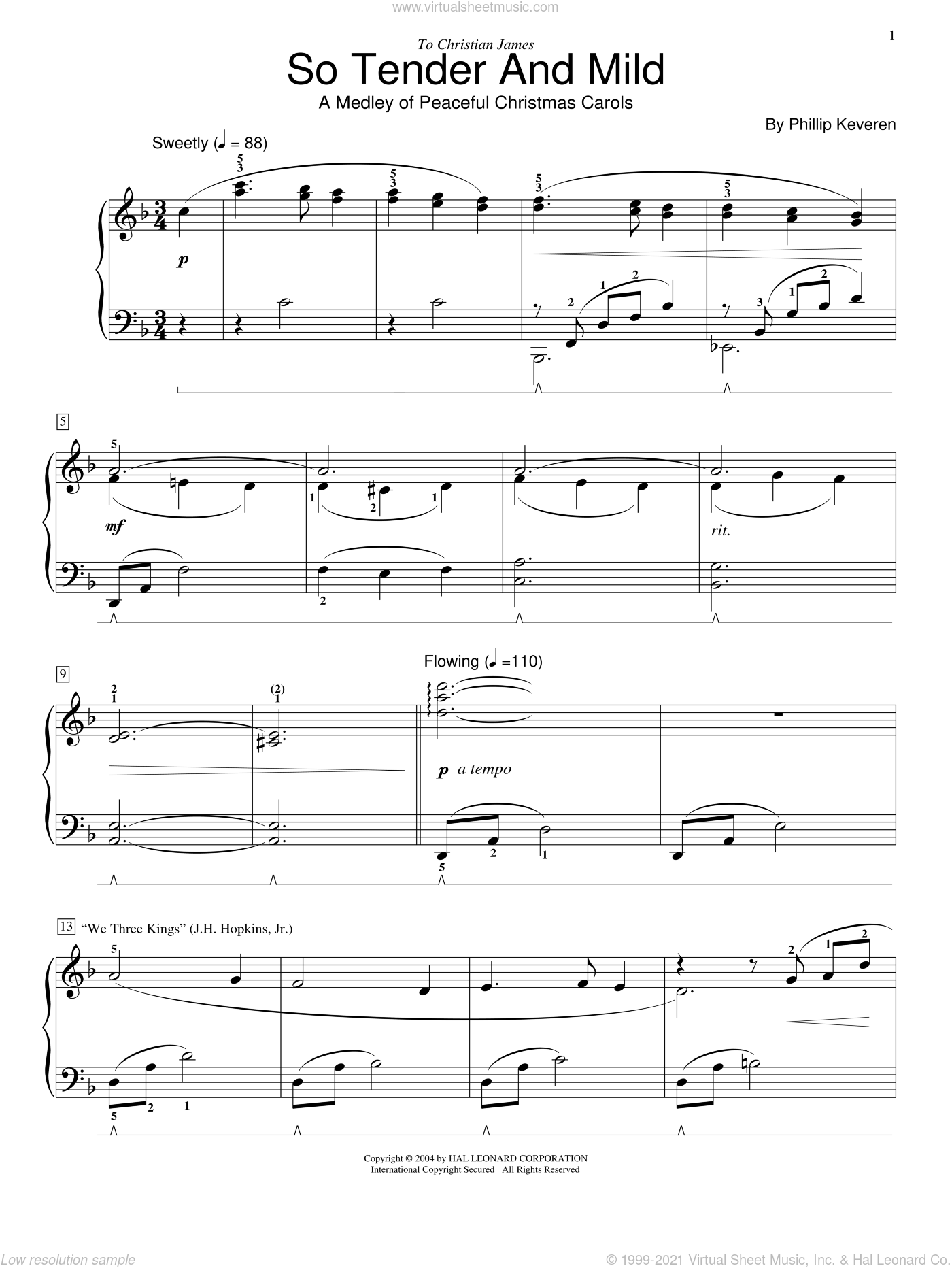 Keveren - So Tender And Mild - A Christmas Medley sheet music for piano