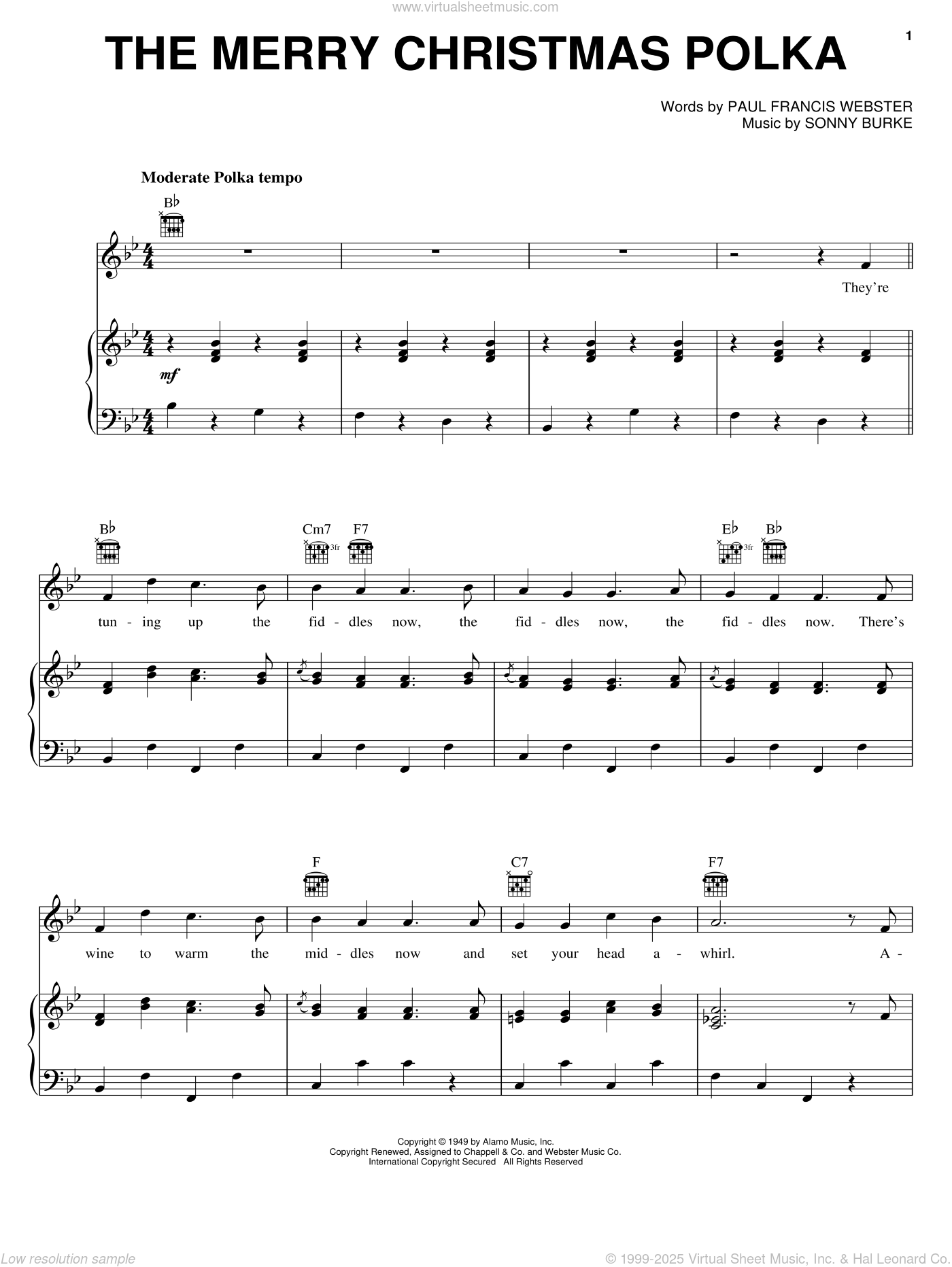Webster The Merry Christmas Polka Sheet Music For Voice Piano Or Guitar