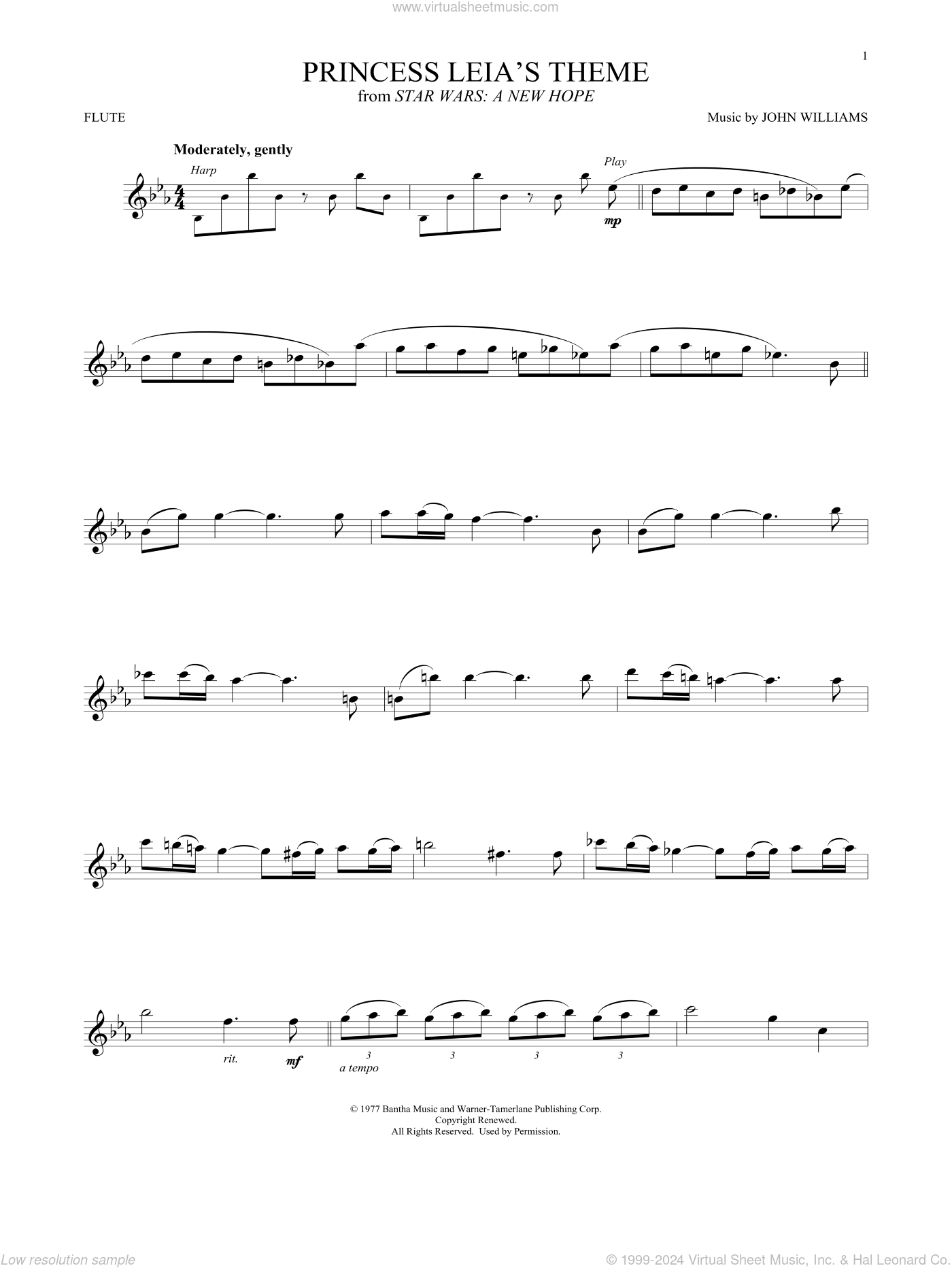 Princess Leia's Theme (from Star Wars: A New Hope) sheet music for ...