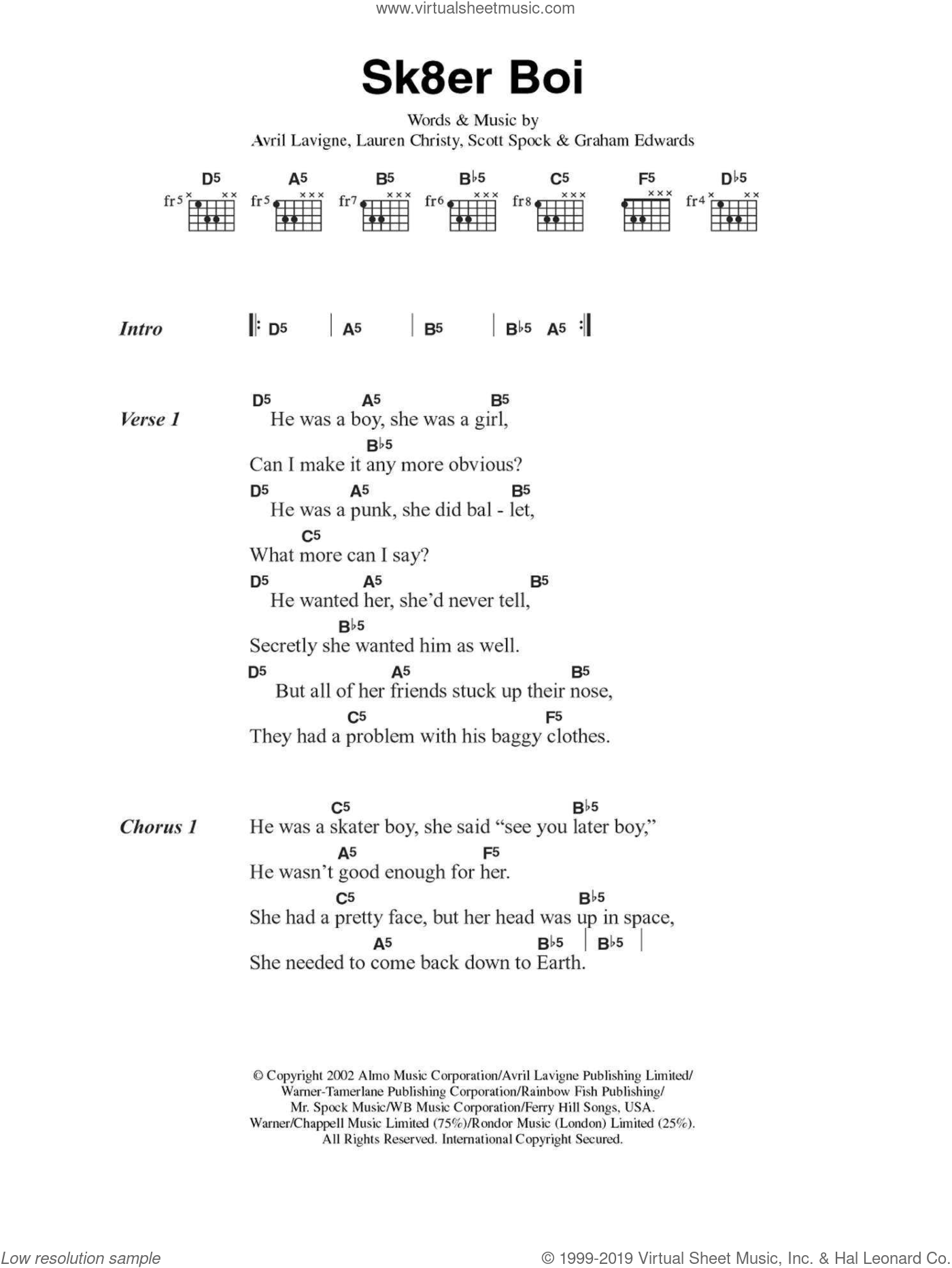 Digital sheet music for guitar (chords) NOTE: guitar chords only, lyrics an...