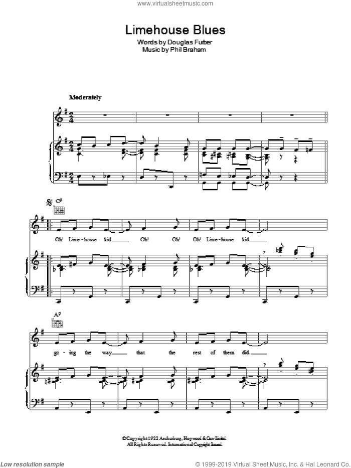 Clooney Limehouse Blues sheet music for voice, piano or guitar