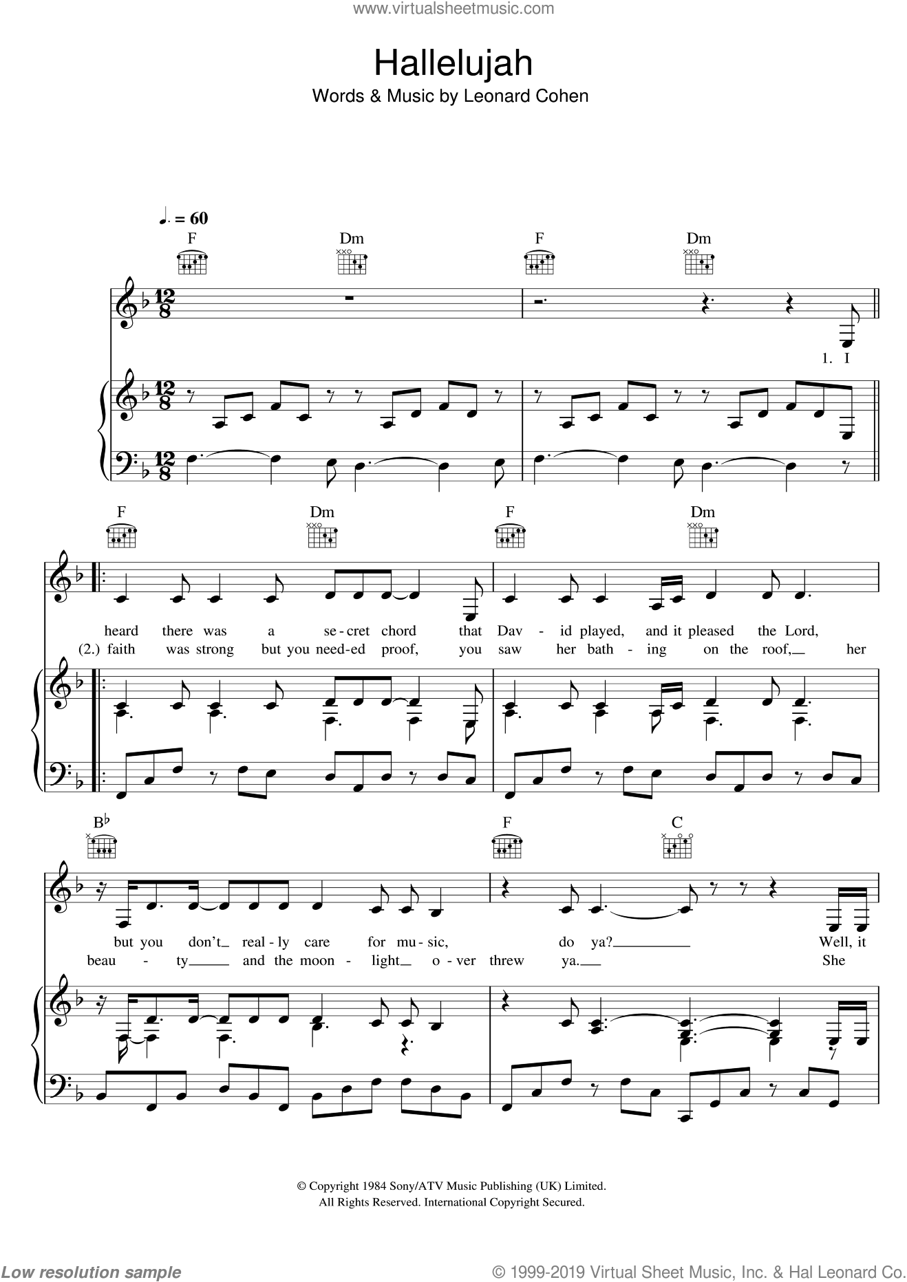 Burke - Hallelujah sheet music for voice, piano or guitar [PDF]