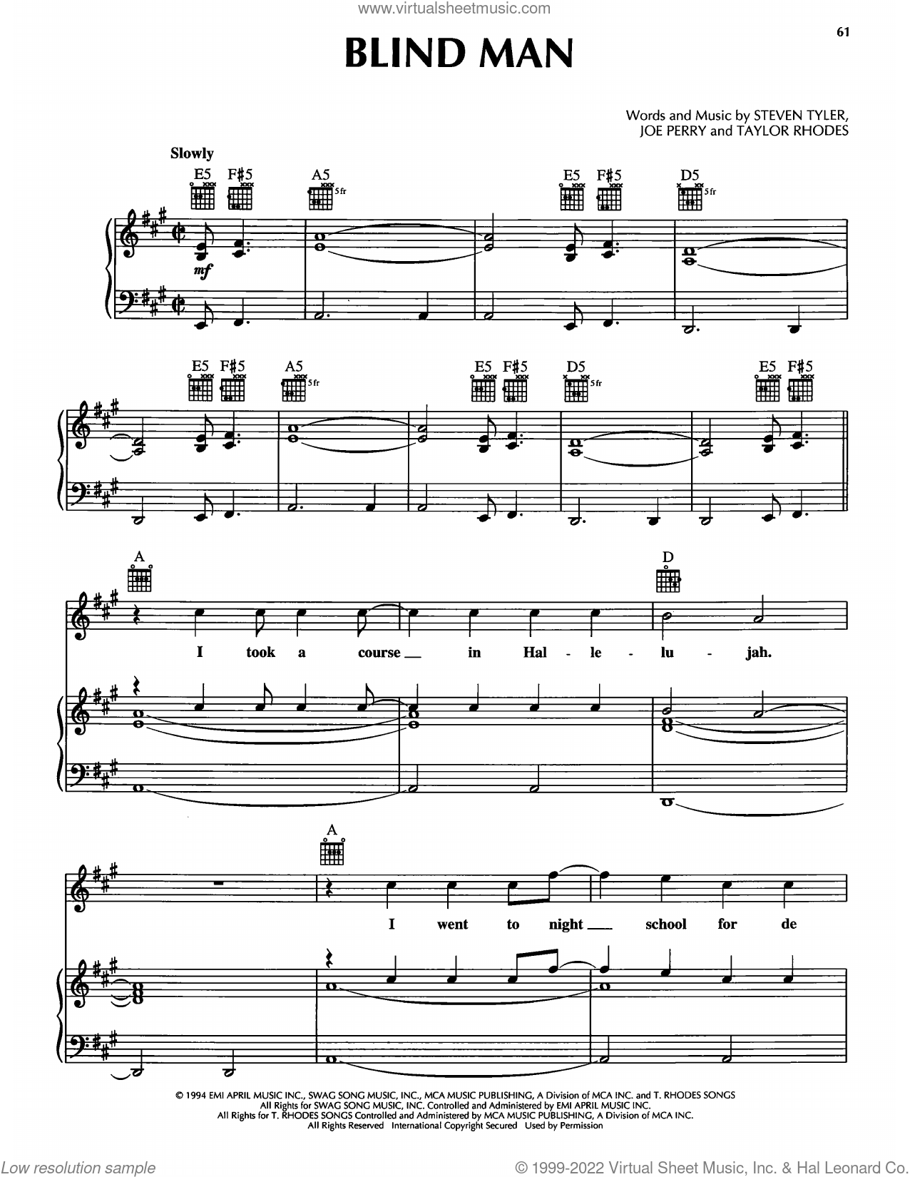 Blind Man sheet music for voice, piano or guitar (PDF)