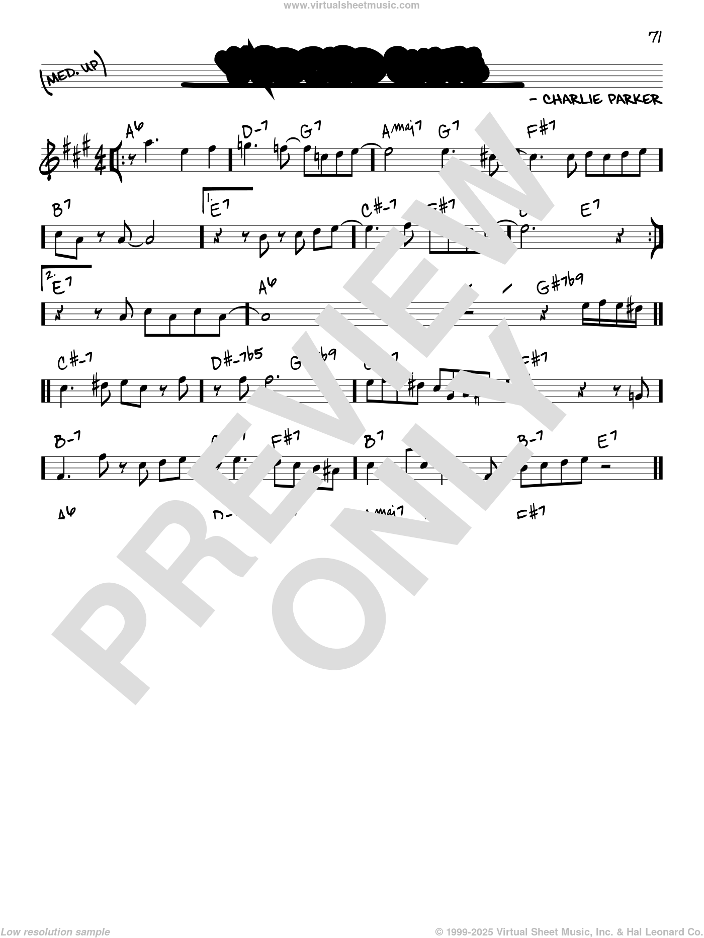Yardbird Suite sheet music (in Eb) (PDF)