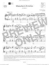 Cover icon of Mazurka in A minor (Grade 7, list B1, from the ABRSM Piano Syllabus 2023 and 2024) sheet music for piano solo by Frederic Chopin, classical score, intermediate skill level