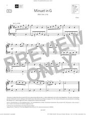 Cover icon of Minuet in G (Grade 3, list A1, from the ABRSM Piano Syllabus 2023 and 2024) sheet music for piano solo by Anon, classical score, intermediate skill level