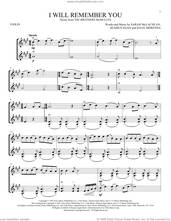 Cover icon of I Will Remember You sheet music for two violins (duets, violin duets) by Sarah McLachlan, Dave Merenda and Seamus Egan, intermediate skill level