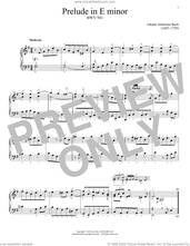 Cover icon of Prelude In E Minor, BWV 941 sheet music for piano solo by Johann Sebastian Bach, classical score, intermediate skill level