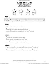 Cover icon of Kiss The Girl (from The Little Mermaid) sheet music for guitar solo by Alan Menken, Alan Menken & Howard Ashman and Howard Ashman, beginner skill level