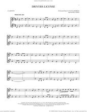 Cover icon of drivers license sheet music for two clarinets (duets) by Olivia Rodrigo and Daniel Nigro, intermediate skill level