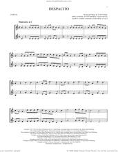 Cover icon of Despacito (feat. Justin Bieber) sheet music for two violins (duets, violin duets) by Luis Fonsi & Daddy Yankee, Erika Ender, Luis Fonsi and Ramon Ayala, intermediate skill level