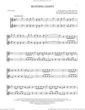 Cover icon of Blinding Lights sheet music for two alto saxophones (duets) by The Weeknd, Abel Tesfaye, Ahmad Balshe, Jason Quenneville, Max Martin and Oscar Holter, intermediate skill level