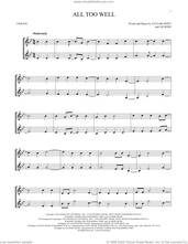 Cover icon of All Too Well sheet music for two violins (duets, violin duets) by Taylor Swift and Liz Rose, intermediate skill level