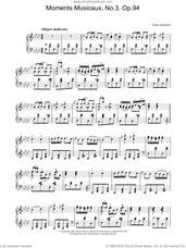 Cover icon of Moments Musicaux, No.3, Op.94 sheet music for piano solo by Franz Schubert, classical score, intermediate skill level