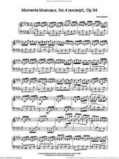 Cover icon of Moments Musicaux, No.4 (excerpt), Op.94 sheet music for piano solo by Franz Schubert, classical score, intermediate skill level