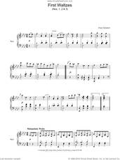 Cover icon of First Waltzes sheet music for piano solo by Franz Schubert, classical score, intermediate skill level