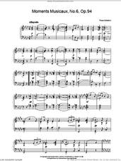 Cover icon of Moments Musicaux, No.6, Op.94 sheet music for piano solo by Franz Schubert, classical score, intermediate skill level