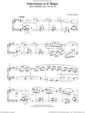 Cover icon of Intermezzo in E Major (from Fantasies, Op. 116, No. 4) sheet music for piano solo by Johannes Brahms, classical score, intermediate skill level