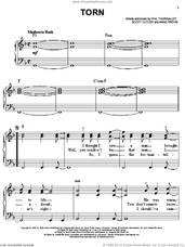 Cover icon of Torn sheet music for piano solo by Natalie Imbruglia, Anne Previn, Phil Thornalley and Scott Cutler, easy skill level