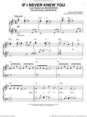 Cover icon of If I Never Knew You (Love Theme from POCAHONTAS) sheet music for piano solo by Jon Secada, Alan Menken and Stephen Schwartz, easy skill level