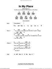 Cover icon of In My Place sheet music for guitar (chords) by Coldplay, Chris Martin, Guy Berryman, Jon Buckland and Will Champion, intermediate skill level