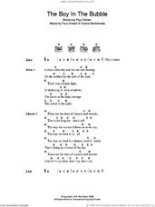 Cover icon of The Boy In The Bubble sheet music for guitar (chords) by Paul Simon and Forere Motloheloa, intermediate skill level
